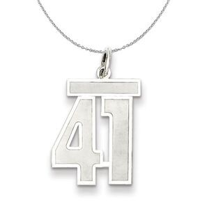 Sterling Silver, Jersey Collection, Medium Number 41 Necklace - 24 In